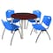 Kee Kee Round Table & Chair Set, Wood, Metal, Plastic Top, Mahogany TB48RNDMHBPCM47BE - alternate 1